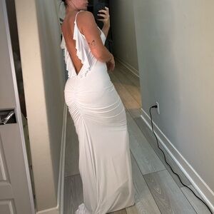 Fashion Nova White Backless Maxi Dress